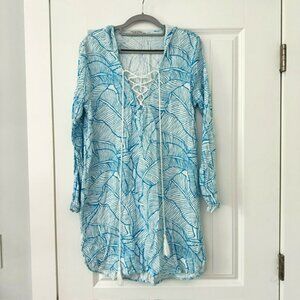 Charlie Holiday Palm Print Cotton Cover Up M/6